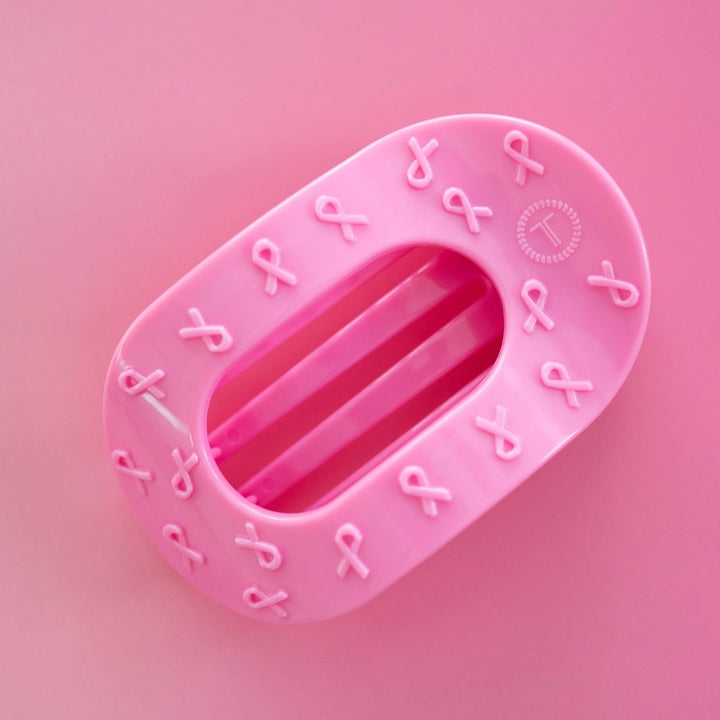 Medium Teleties Flat Oval Clip - Pink Ribbon (Ships Next Week)