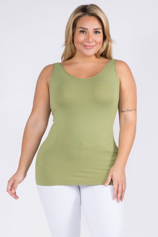Reversible Basic Seamless Tank - Olive by Yelete