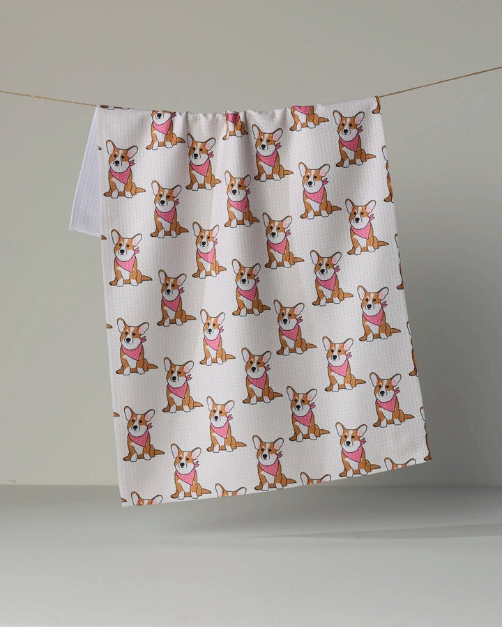 Corgi Pals Tea Towel - Pink by Geometry