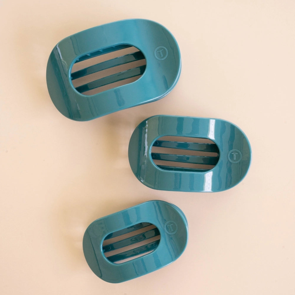 Small Teleties Flat Oval Clip - Teal With It