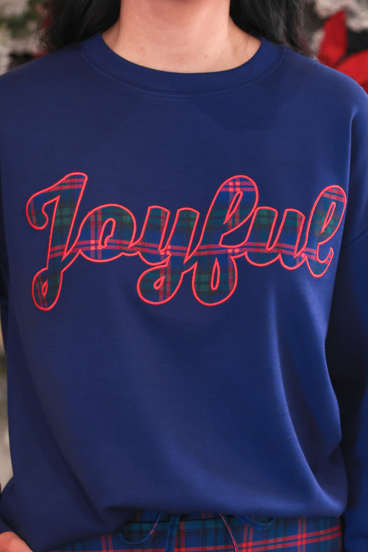 Joyful Plaid Patch Luxe Pullover by Jess Lea (PREORDER: Ships in October)