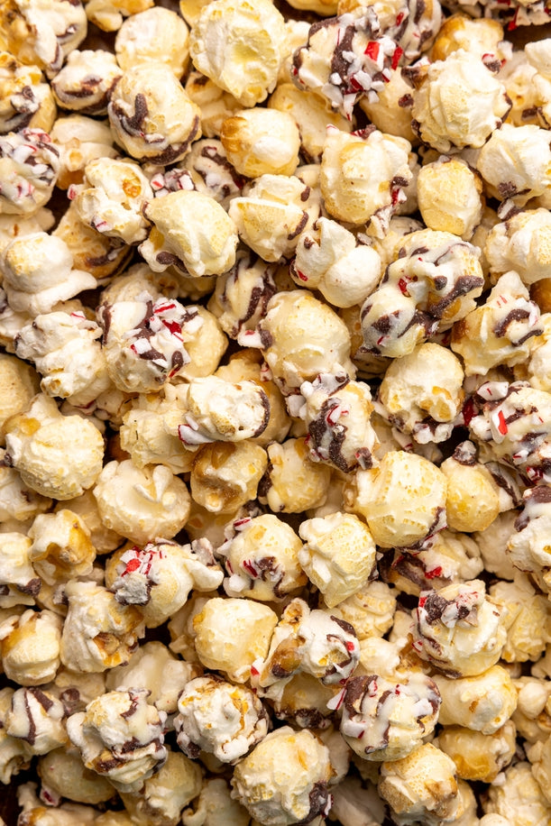 Chocolate Peppermint Bark Popcorn by Poppy