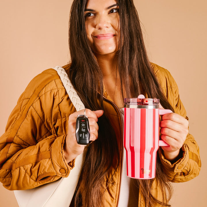 Peppermint Stripes 20 oz Lifestyle Flip Straw Tumbler by the Darling Effect