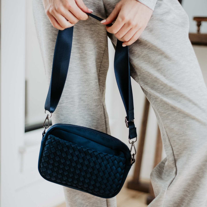 Navy Woven Crossbody Bag by Katydid (Ships in 2-3 Weeks)