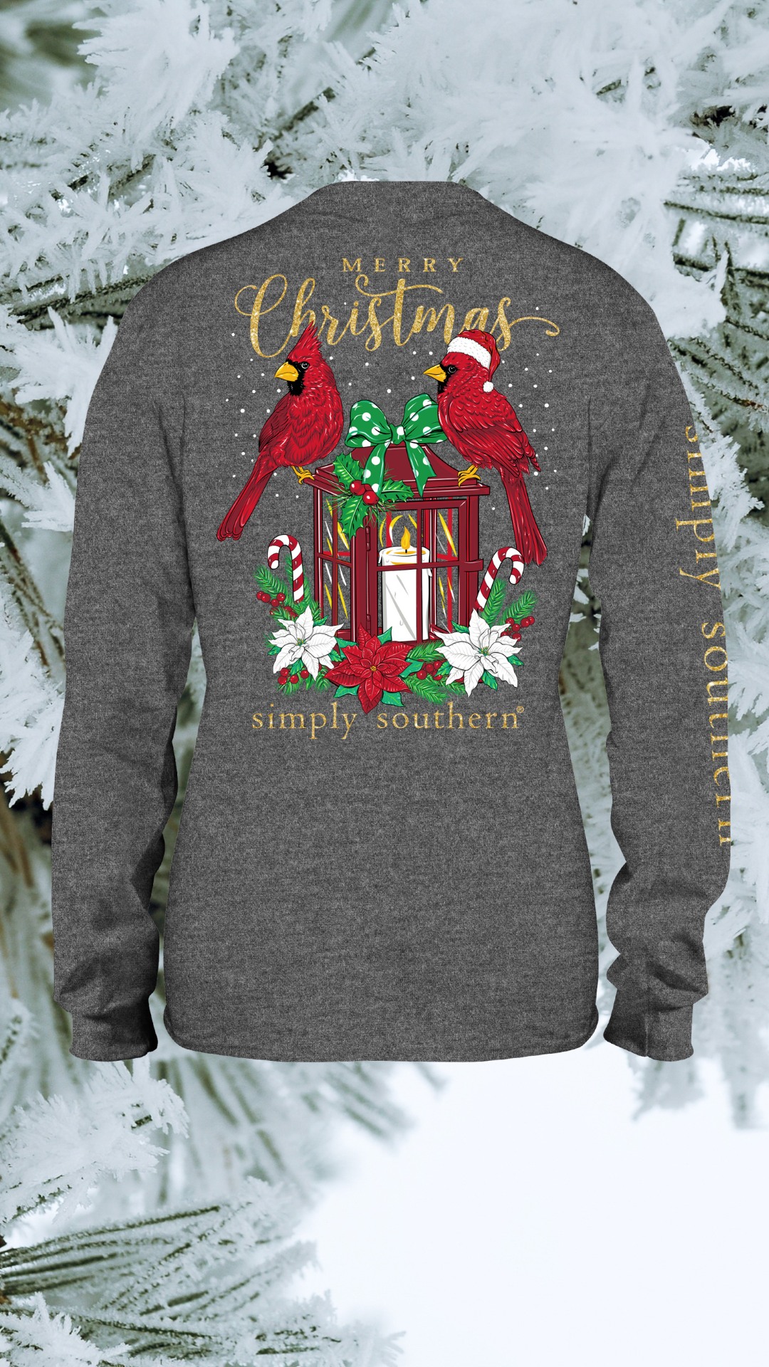 Youth 'Merry Christmas' Cardinals Long Sleeve Tee by Simply Southern