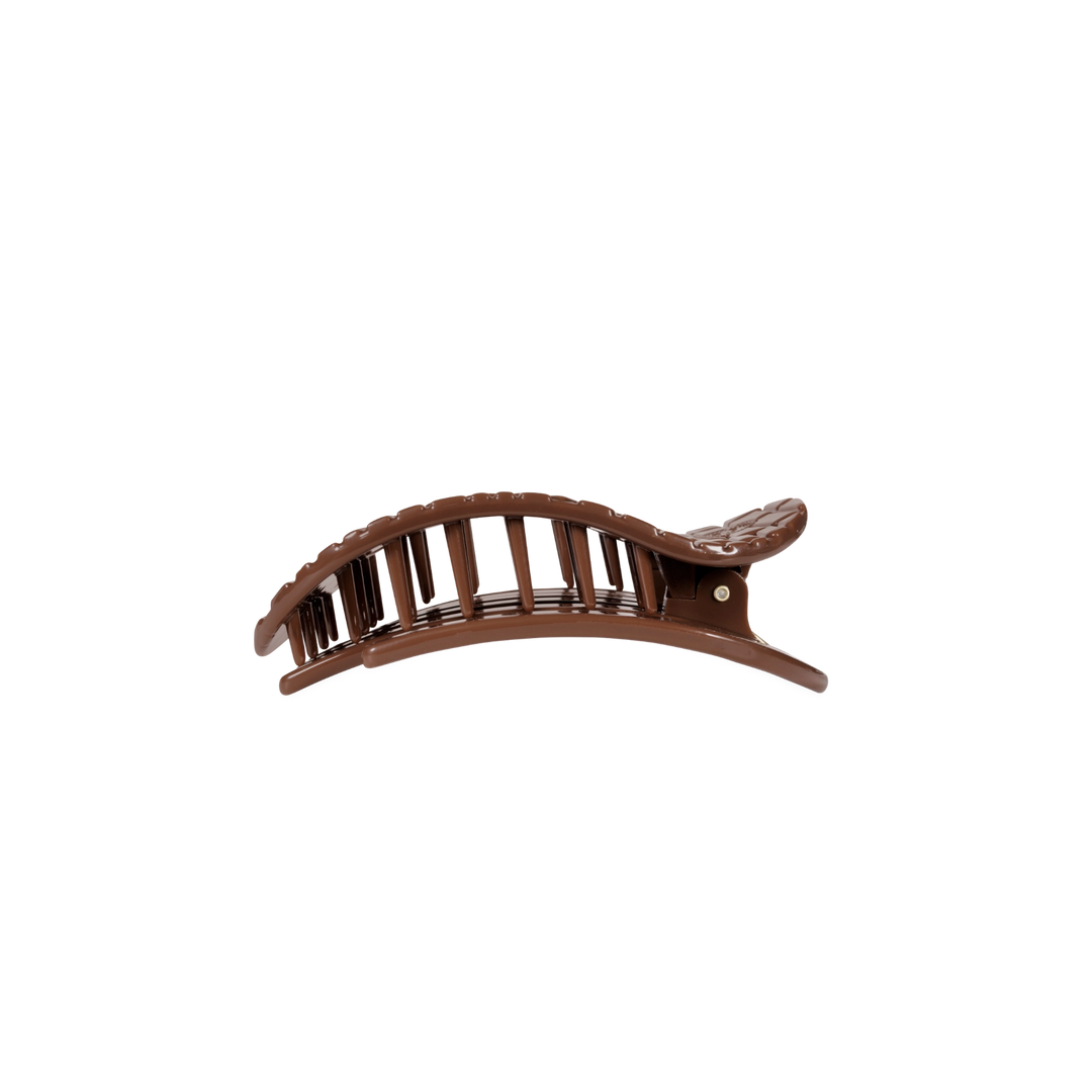 Small Teleties Flat Oval Clip - Brown Crocodile
