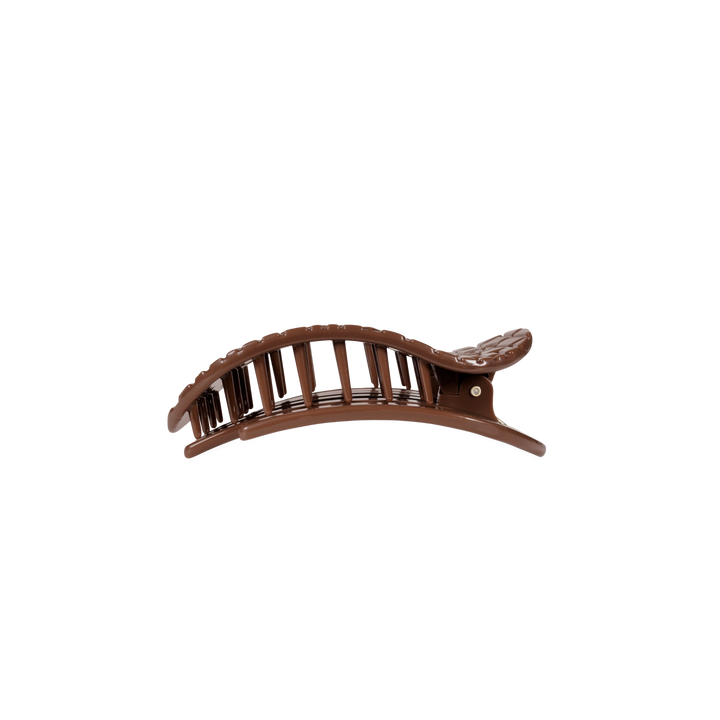 Small Teleties Flat Oval Clip - Brown Crocodile