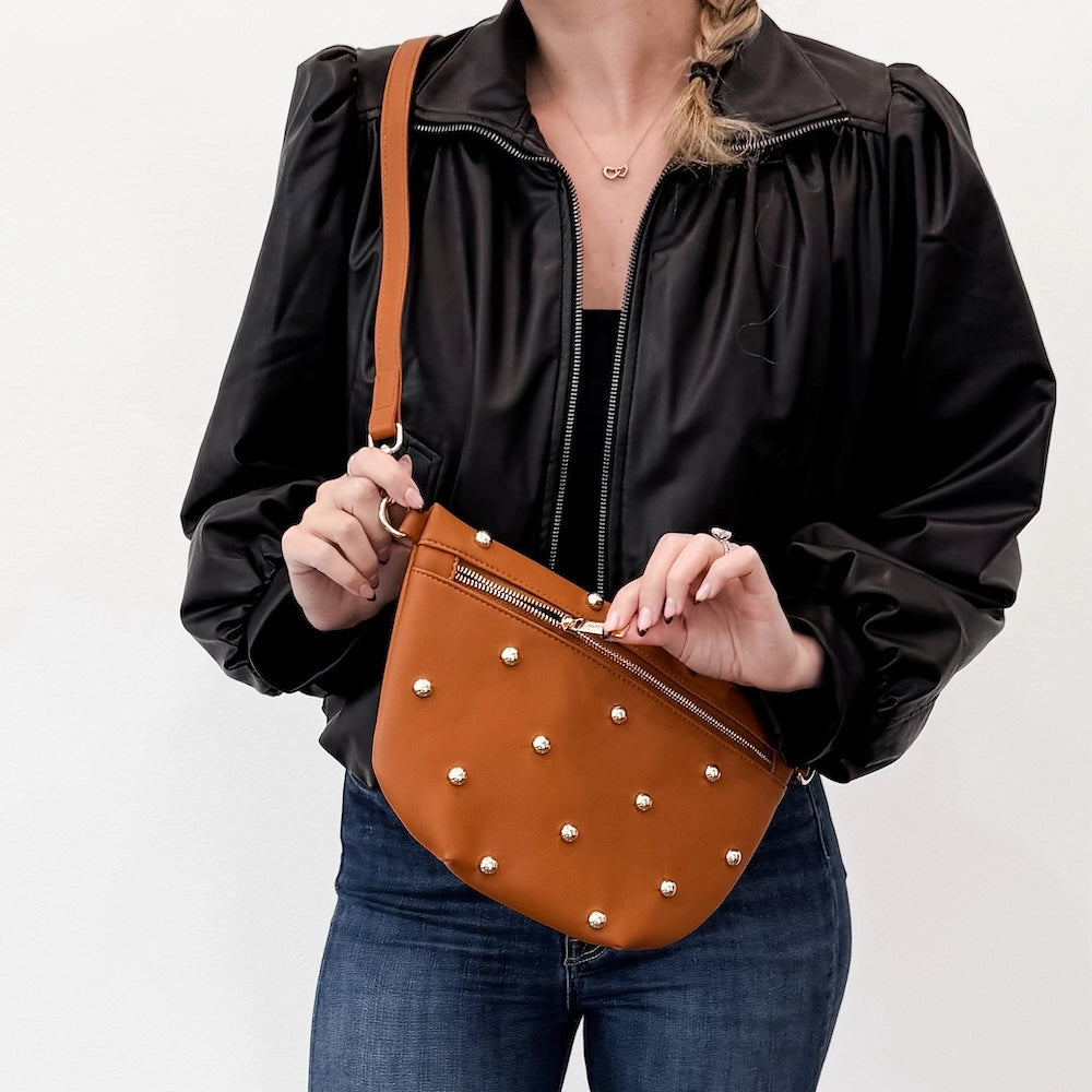 Chic Gold Studded Westlyn Bum Bag by Pretty Simple