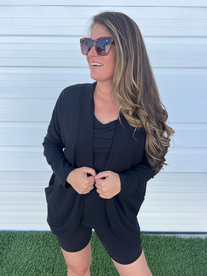 Missie Open-Front Cardigan - Deep Black