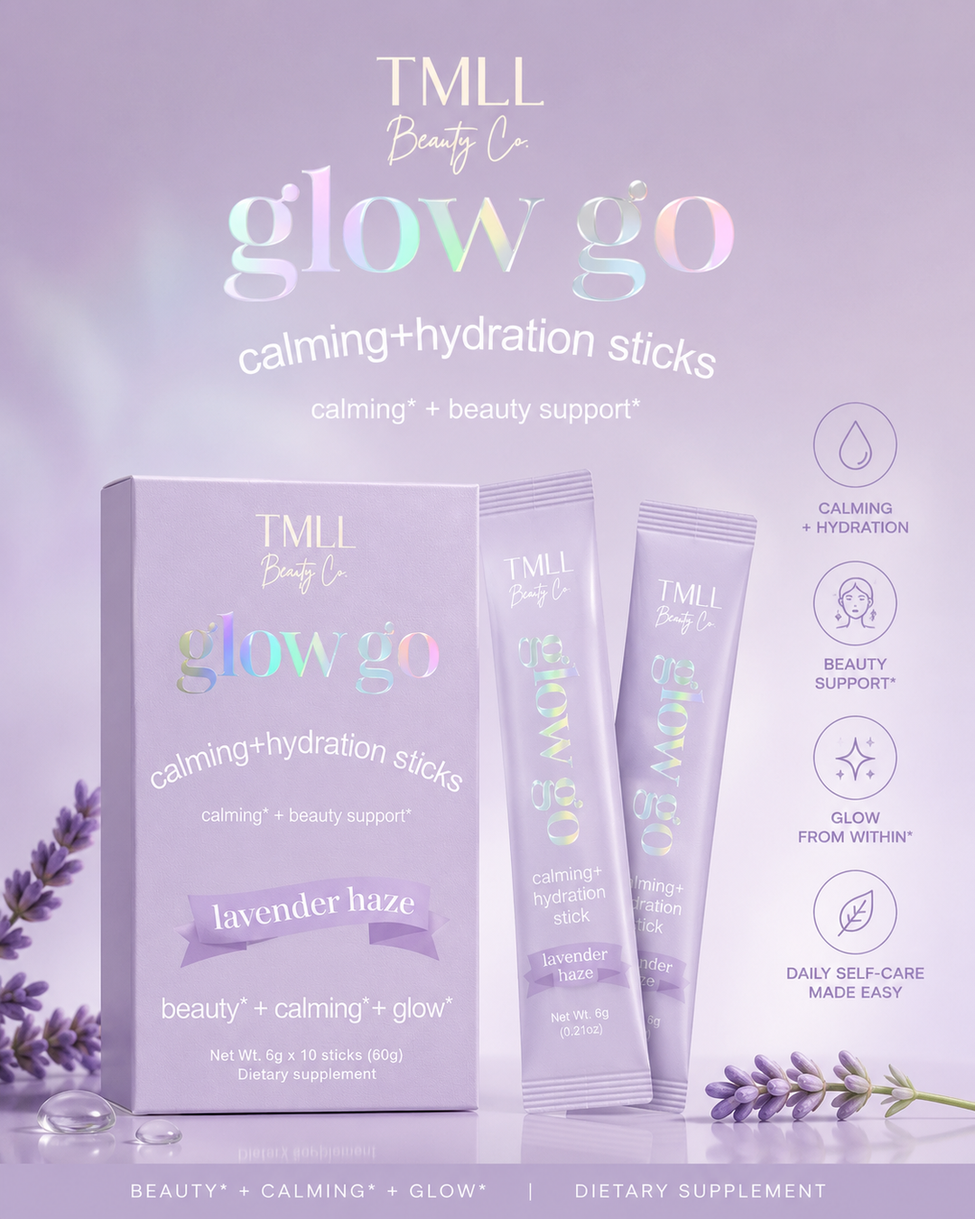 Glow Go Wellness Drinks - Lavender Haze by TMLL Beauty Co. (PREORDER: Ships in 2-3 Weeks)