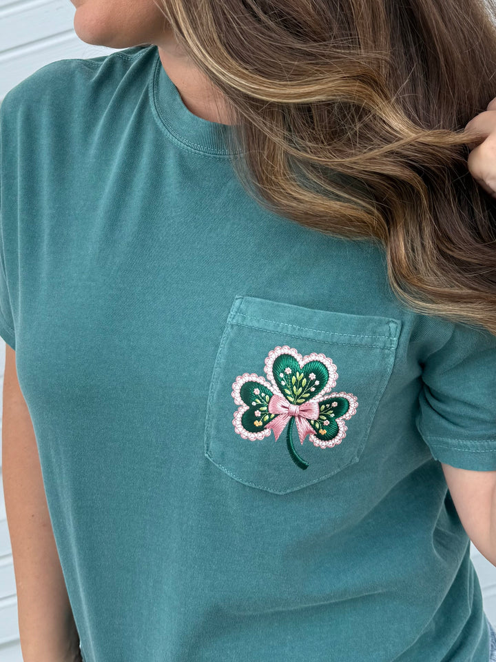 by PrepO: Clover Pocket Graphic Tee (Ships in 2-3 Weeks)
