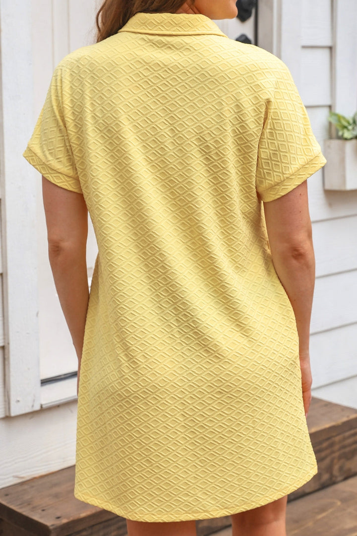 Ezra Textured Zipper Dress- Butter Yellow By Jess Lea