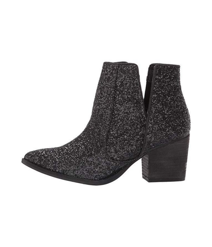 SEPT ARRAY: Fiera Glitter Booties in Black by Not Rated (Ships in 2-3 Weeks)