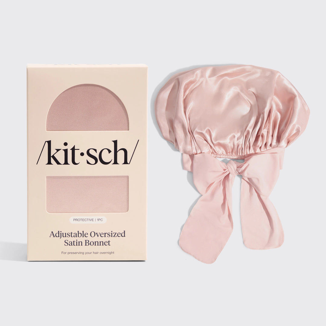 Adjustable Oversized Satin Bonnet - Blush