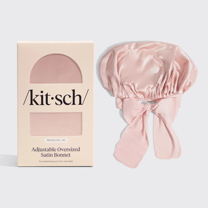Adjustable Oversized Satin Bonnet - Blush