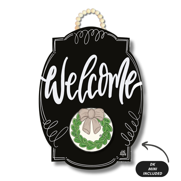 'Welcome' Oval with Wreath Mini DK Door Hanger