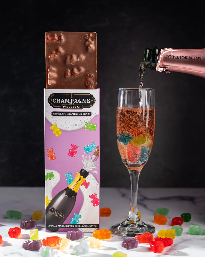 Champagne Gummy Bears Milk Chocolate Bar