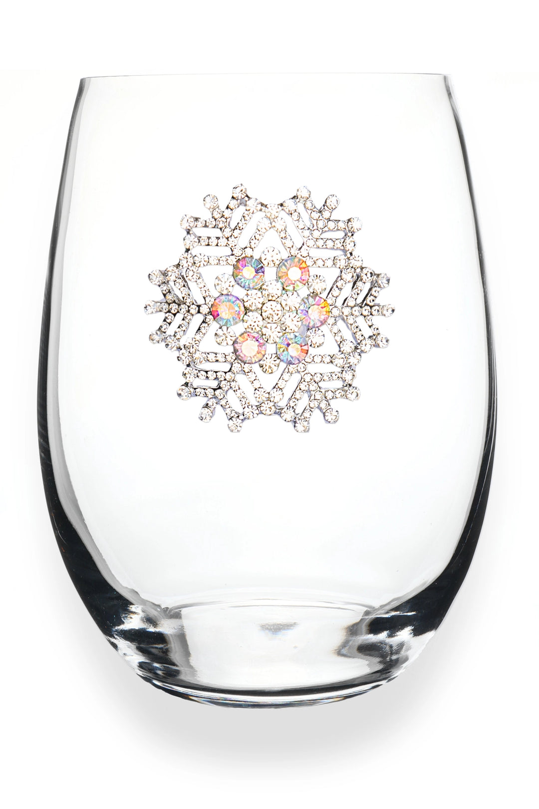 Jeweled Snowflake Stemless Wine Glass
