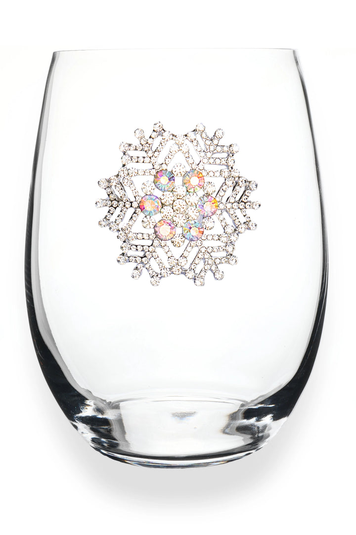 Jeweled Snowflake Stemless Wine Glass