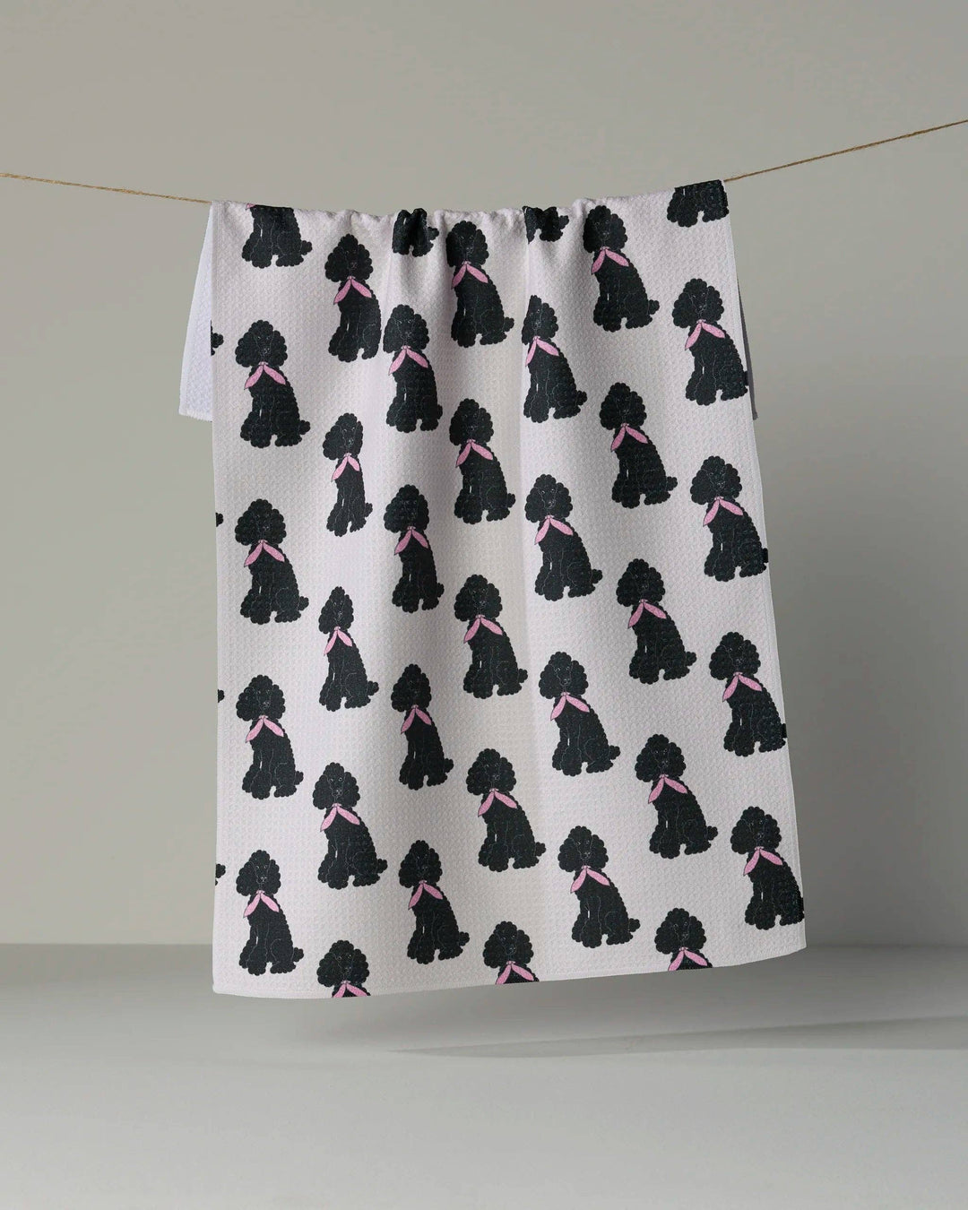 Poodle Parade Tea Towel - Black by Geometry