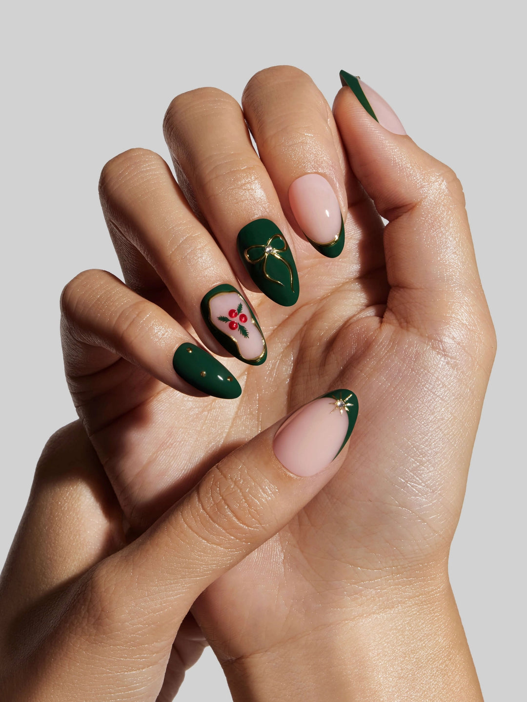Evergreen Ribbon Press-On Nails by Celebritips