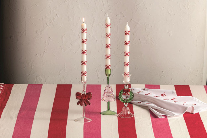 Christmas Glass Taper Candle Holder by Mud Pie