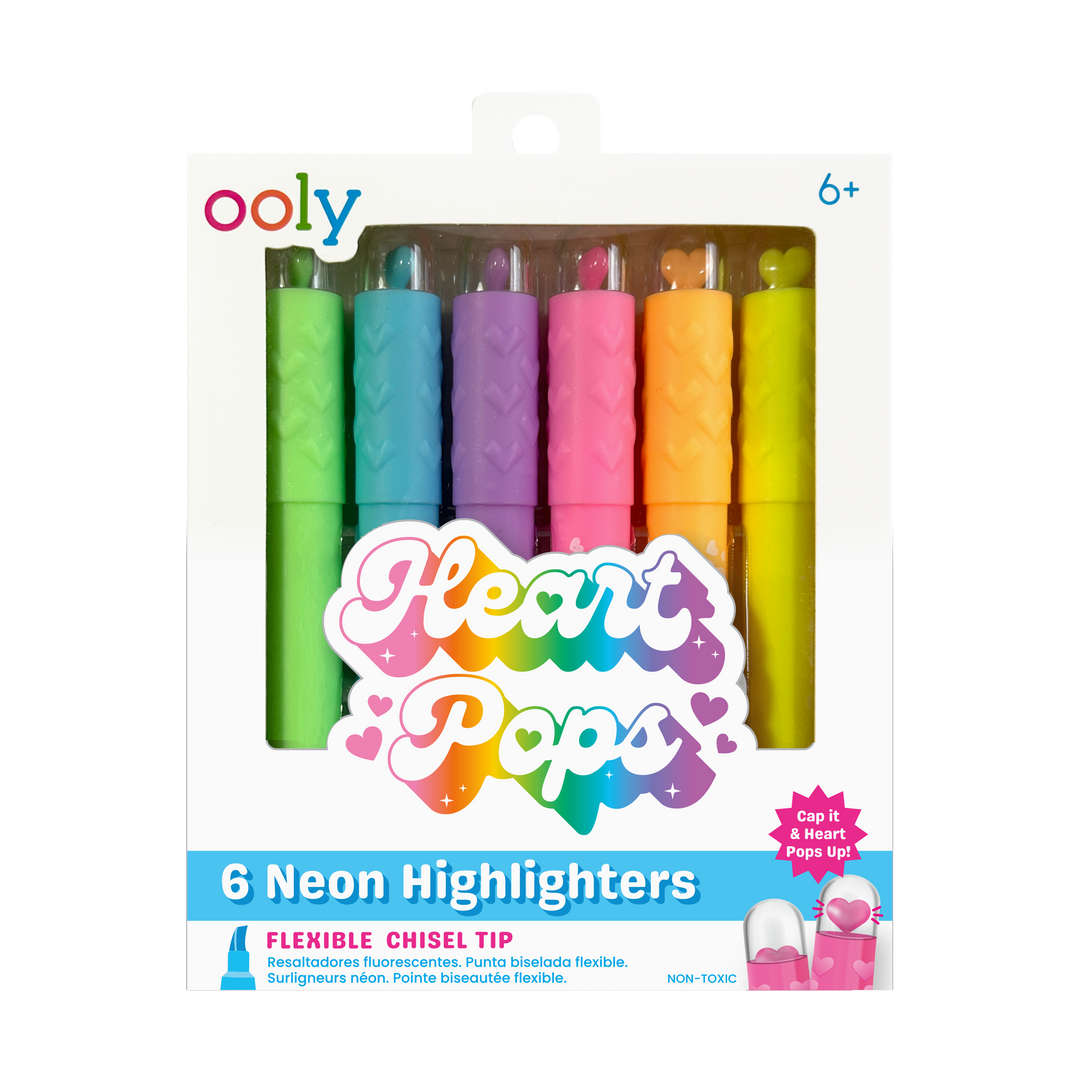 Heart Pops Neon Highlighters Set