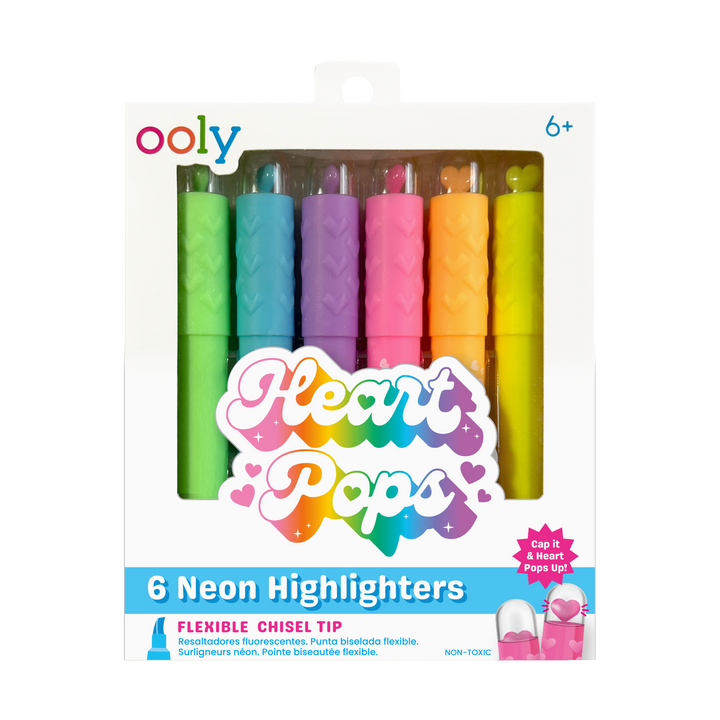 Heart Pops Neon Highlighters Set