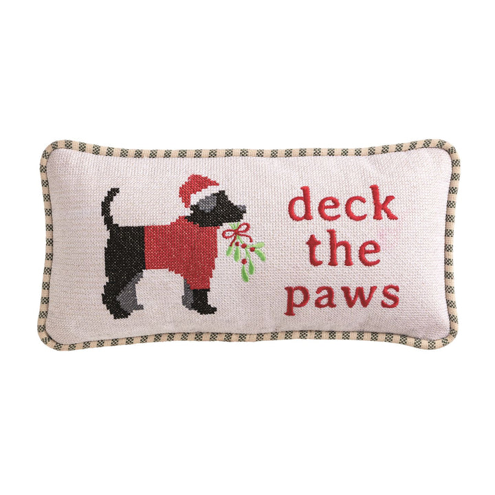Christmas Dog Needlepoint Pillow by Mud Pie
