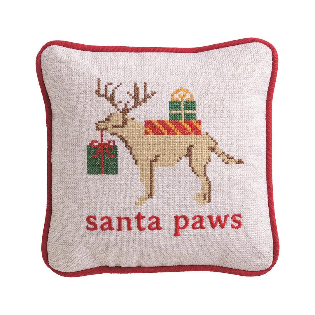 Christmas Dog Needlepoint Pillow by Mud Pie