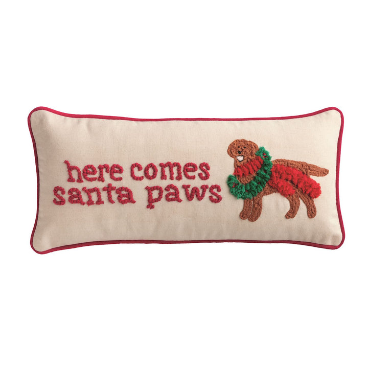 Christmas Dog Hooked Wool Pillow by Mud Pie