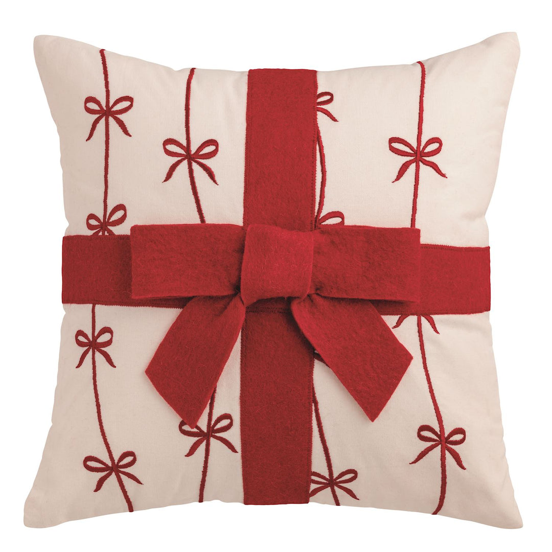 Christmas Bow Felted Wool Pillow by Mud Pie