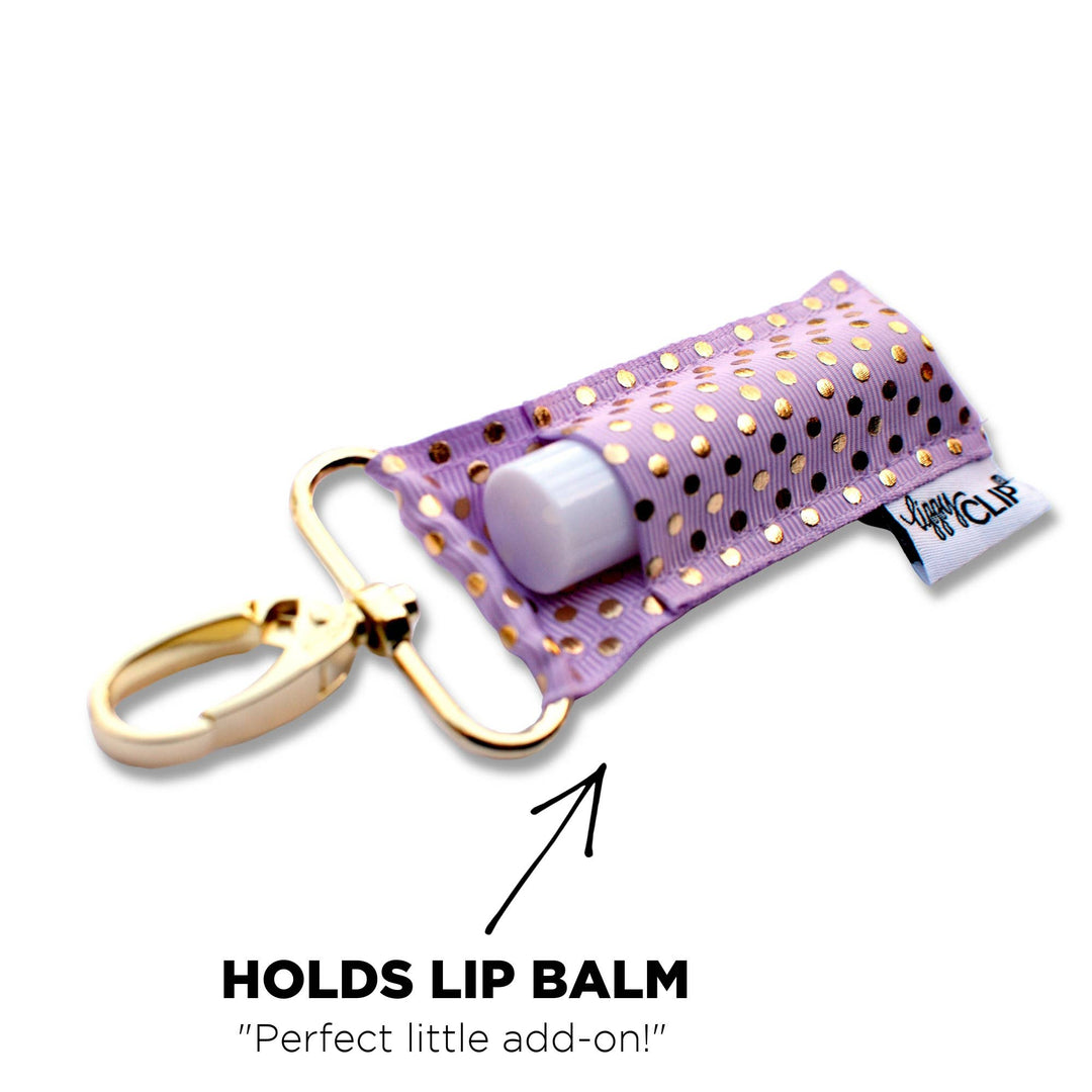 Gold Dots on Lavender LippyClip® Lip Balm Holder (PREORDER: Ships in 2-3 Weeks)