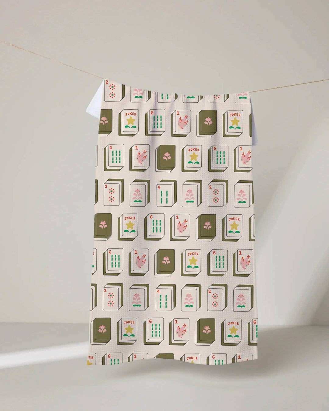 White Flower Tiles Tea Towel by Geometry