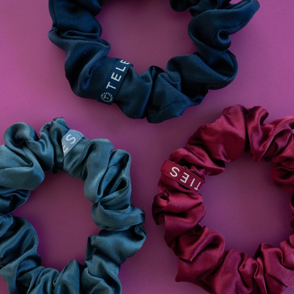 Teleties Silk Scrunchies - Large Band Pack of 3 - Autumn Assortments