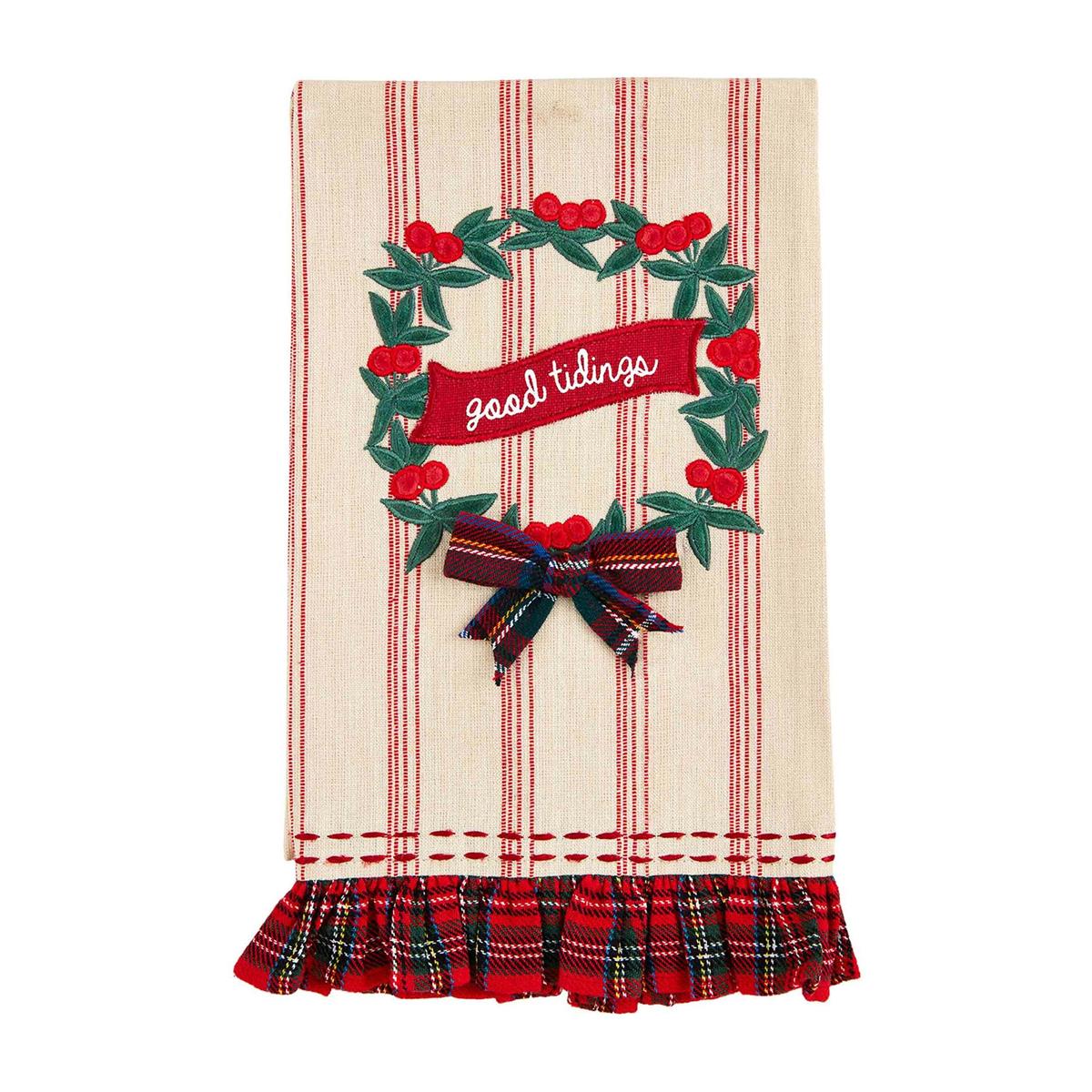 Christmas Velvet Applique Ruffle Towels by Mud Pie
