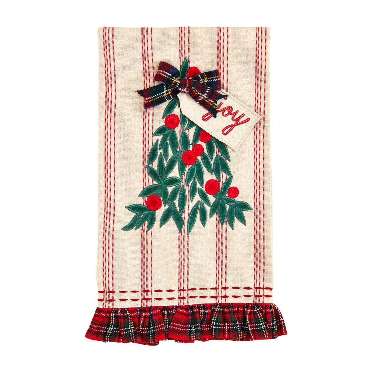 Christmas Velvet Applique Ruffle Towels by Mud Pie