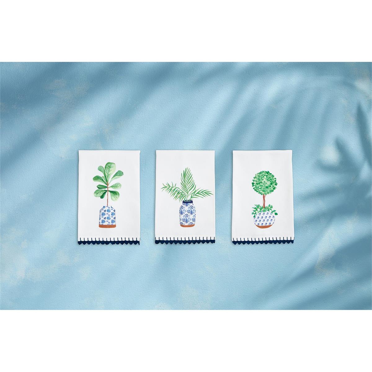 Blue Potted Plant Towels by Mud Pie