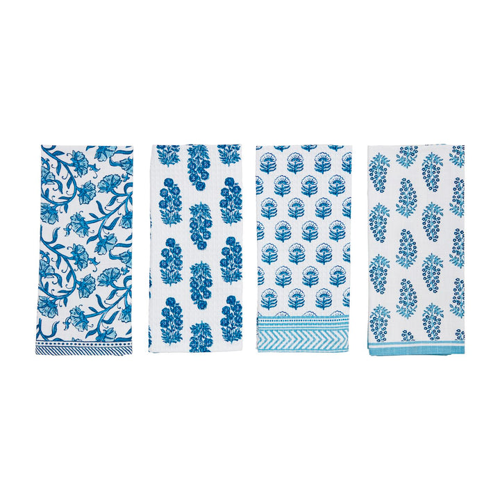 Blue Block Print Towels by Mud Pie