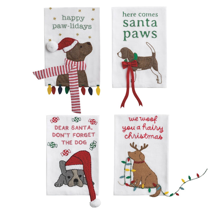 Christmas Puppies Dangle Hand Towels by Mud Pie
