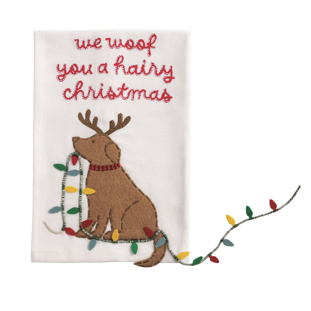 Christmas Puppies Dangle Hand Towels by Mud Pie