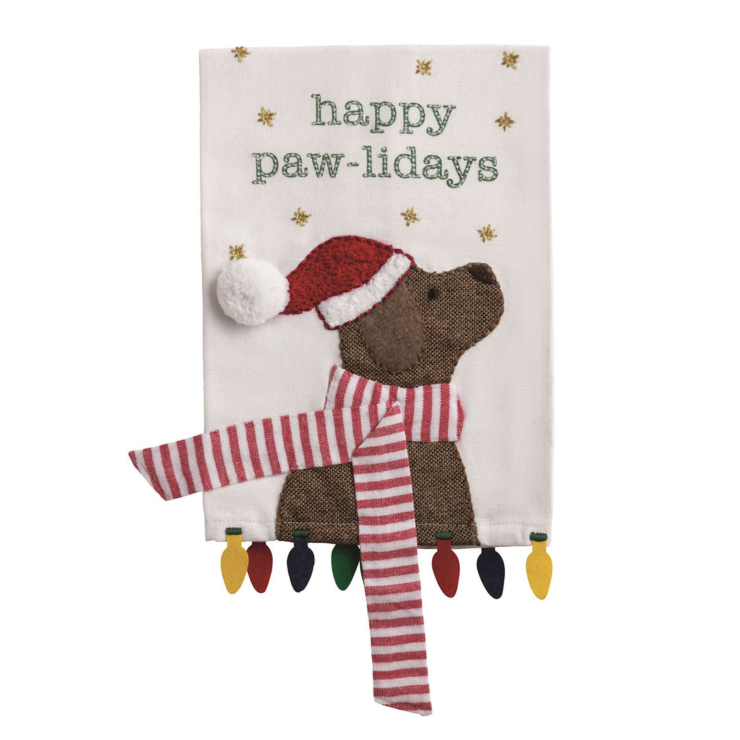 Christmas Puppies Dangle Hand Towels by Mud Pie