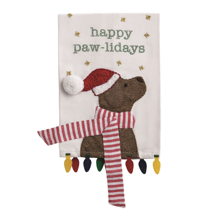 Christmas Puppies Dangle Hand Towels by Mud Pie