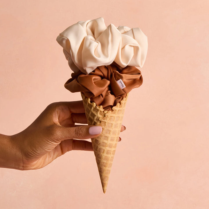 Oversized Scrunchies - Cream & Camel