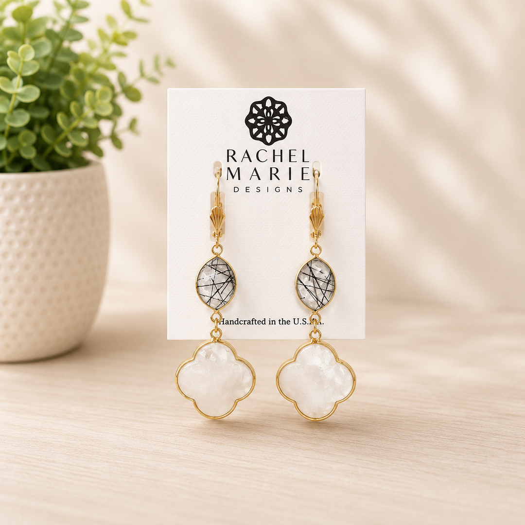 JULY PREORDER: TANNER RUTILATED QUARTZ EARRING by Rachel Marie Designs (Ships in 2-3 Weeks)