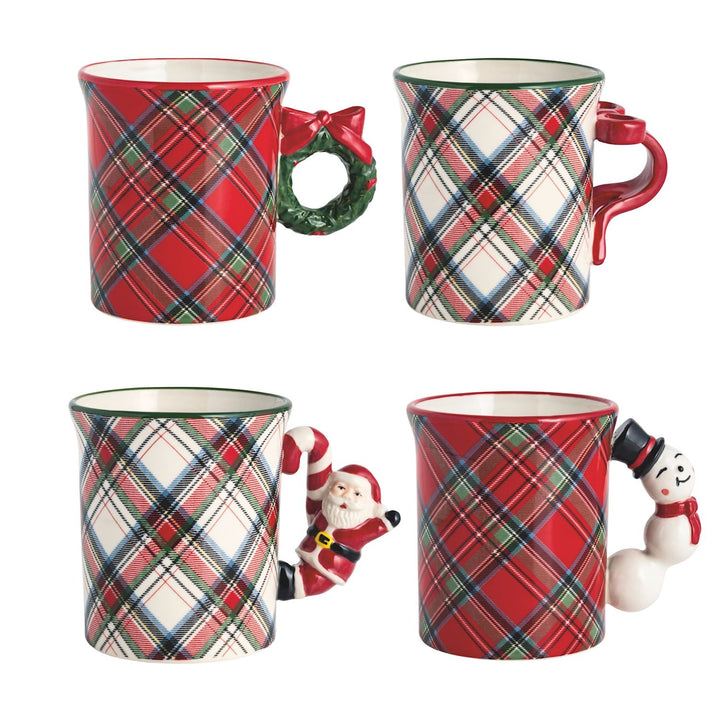 Tartan Figural Handle Mug by Mud Pie