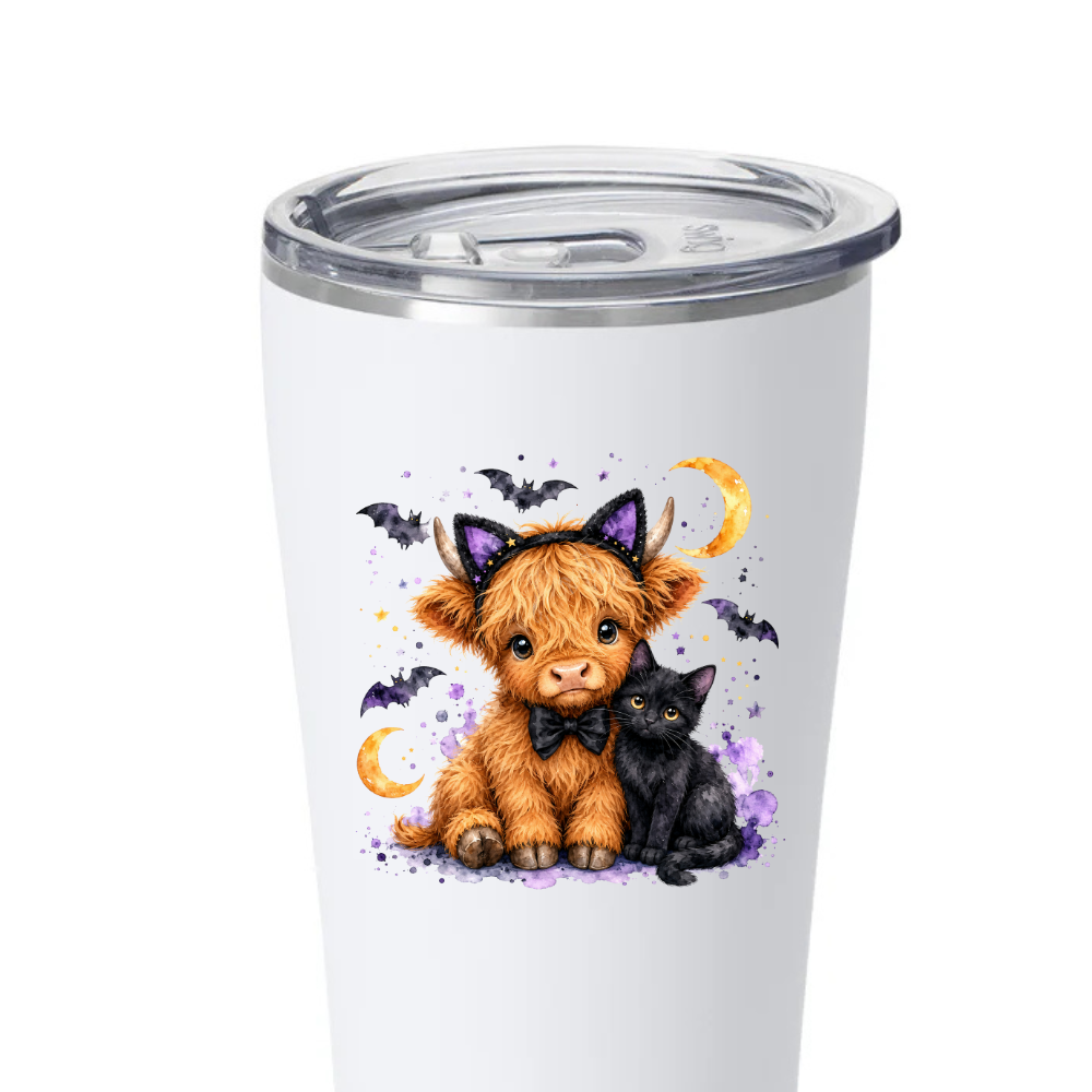 by PrepO: Halloween Highland Cow with Cat 3" Decal by Prep Obsessed (Ships in 2-3 Weeks)