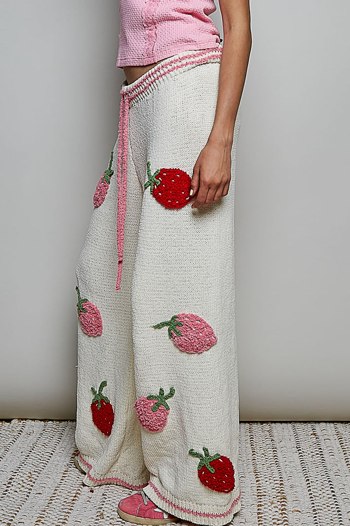 Strawberry Stripe Wide-Leg Pants by POL