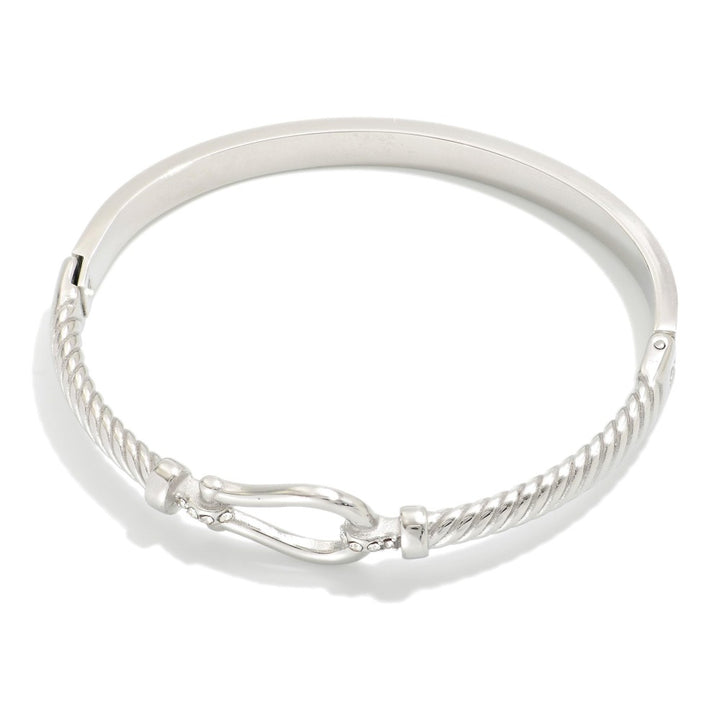 Horse Bit Hinged Bangle Bracelet - Silver