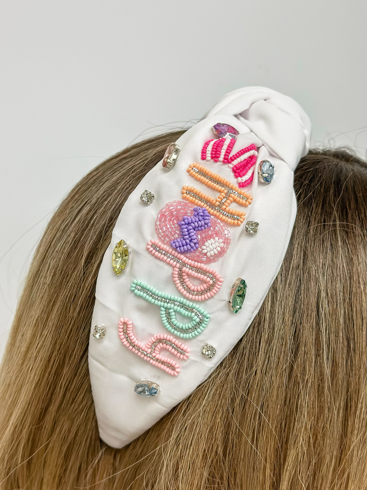'Hoppy Easter' Beaded Headband - Choice of Color